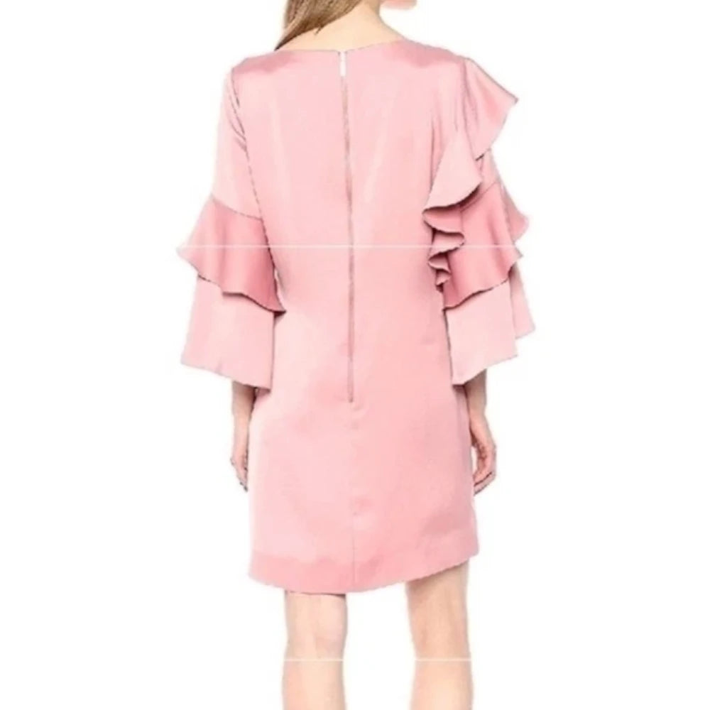 【TED BAKER | テッドベーカー】希少！アシンメトリーフリルスリーブ ワンピース《ピンク》