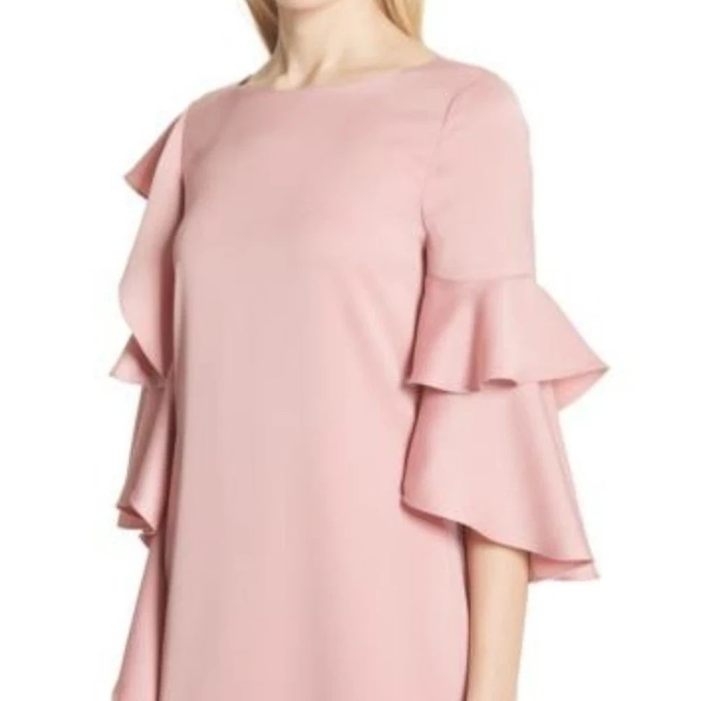 【TED BAKER | テッドベーカー】希少！アシンメトリーフリルスリーブ ワンピース《ピンク》