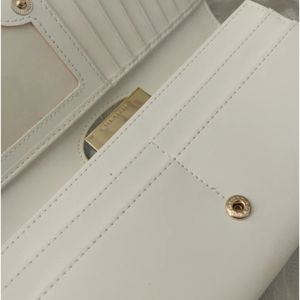 【TED BAKER/テッドベーカー】Rezza レザースナップ式 がま口長財布《ナチュラル》