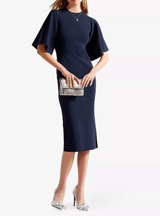 【TED BAKER | テッドベーカー】SALE！Lounia フルートスリーブ ニット ワンピース《ネイビー》