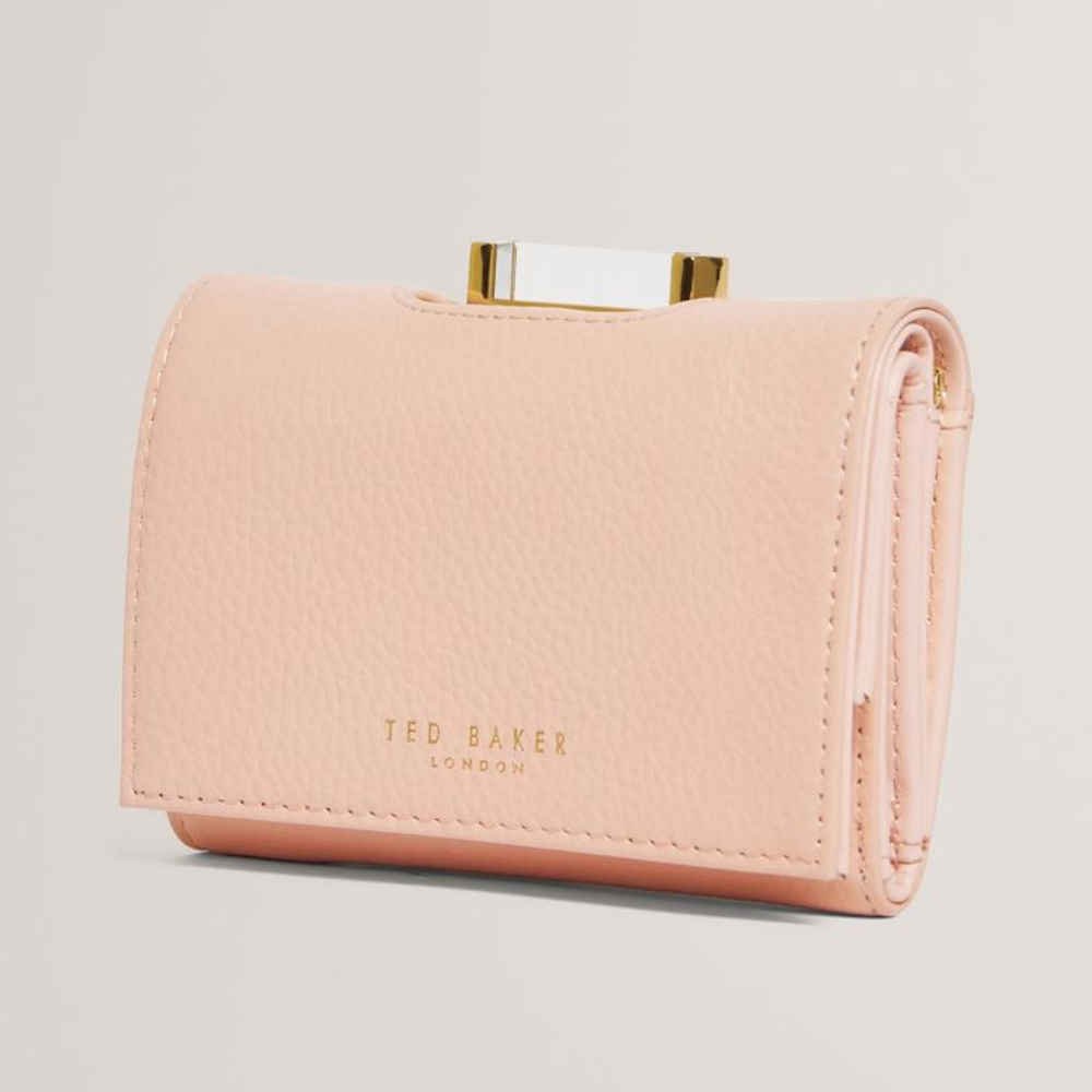 【TED BAKER | テッドベーカー】Baran レザー スナップ式 ミニ 折り財布《ライトピンク》