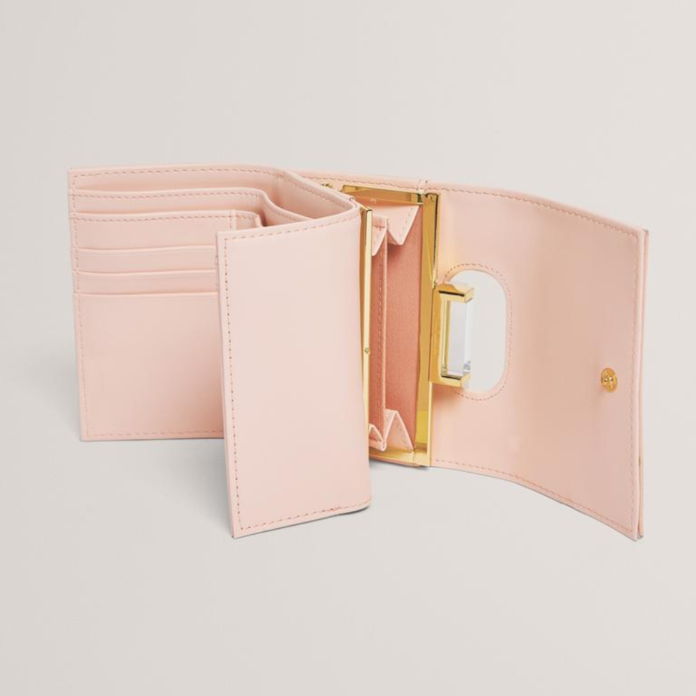 【TED BAKER | テッドベーカー】Baran レザー スナップ式 ミニ 折り財布《ライトピンク》
