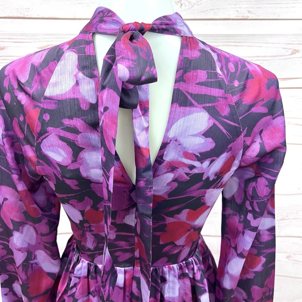 【TED BAKER | テッドベーカー】Sammieh ハイネック フレア ワンピース《パープル》