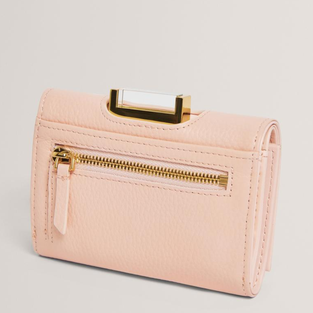 【TED BAKER | テッドベーカー】Baran レザー スナップ式 ミニ 折り財布《ライトピンク》